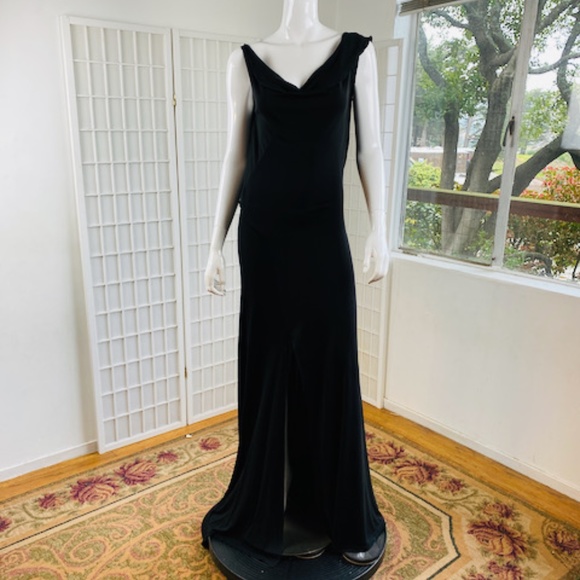 Vintage CALVIN TRAN Silk Jersey Dress w/Train, 4 / 6. - Picture 3 of 9